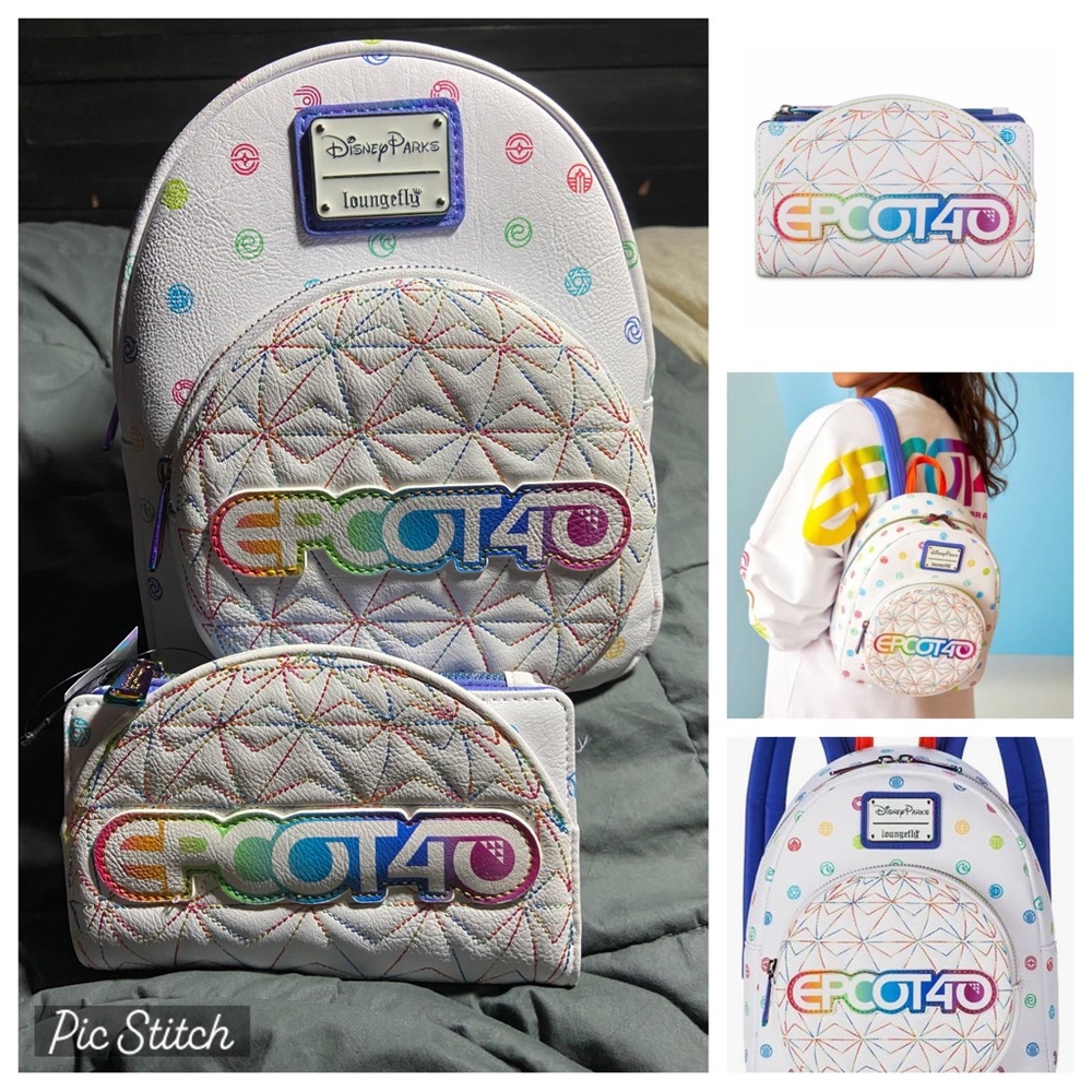 Disney Loungefly EPCOT 40th Anniversary Mini Backpack & Wallet NWT